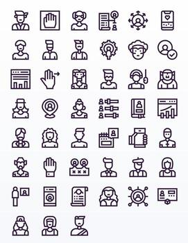 45 128x128 píxel optimizado íconos para usuario en negrita línea tema vector