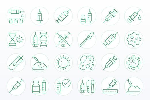 24 64 x 64 Delgado línea íconos optimizado para vacuna monitor Perfecto monitor vector