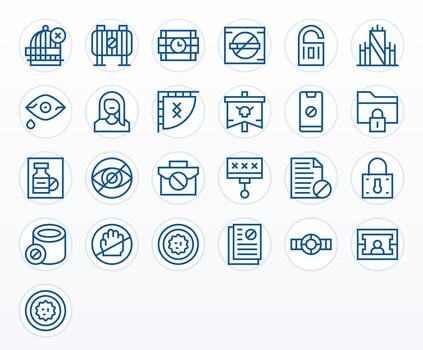 25 retina Listo regular línea cuadrícula equipado íconos para restringido acceso proyectos vector