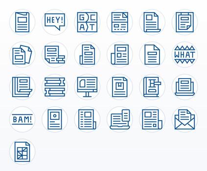 25 Regular Line Icons designed for Word in High Resolution PIXEL Perfect format vector