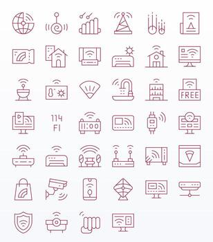 Wifi Icon Set with 40 Thin Line 64x64 Editable Graphics vector
