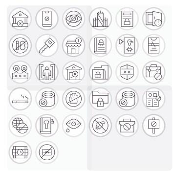 Restricted Access Graphics featuring 32 Thin Line Pixel Optimized High Resolution Designs vector