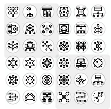 36 Bold Line Display Perfect Icons tailored for Nodes 128x128 interface vector