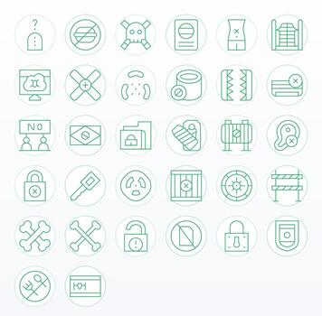 Restricted Professional Set with 32 Thin Line Editable 256x256 Icons vector