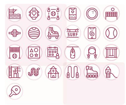 Activity featuring 25 256x256 Icons in Regular Line Design vector