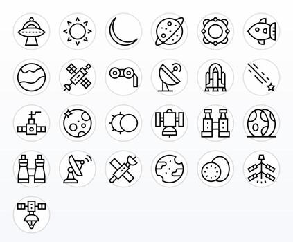 Astronomy Comprehensive Bundle with 25 Display Perfect Regular Line High Resolution Icons vector