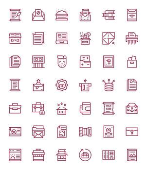 Archive Editable Set with 42 256x256 Regular Line Icons vector