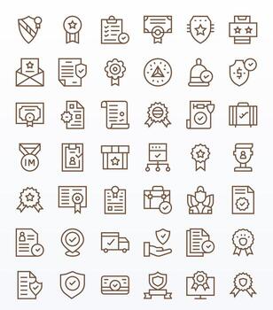 Verified 128x128 Icon Pack with 42 Regular Line Pixel Optimized Elements vector