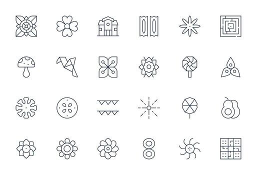 Symmetrical Scalable Set featuring 24 Display Perfect Thin Line High Resolution Icons vector