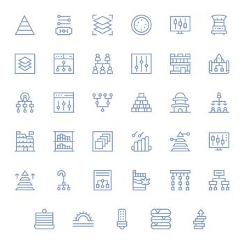 Levels Icon Set with 35 Regular Line 64x64 Grid Fitted Graphics vector