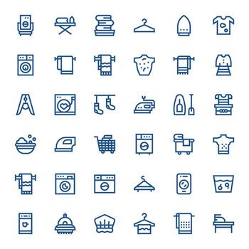 36 alto resolución negrita línea íconos optimizado para lavandería editable monitor vector