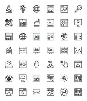 Website Scalable Set featuring 42 Grid Fitted Regular Line 64x64 Icons vector