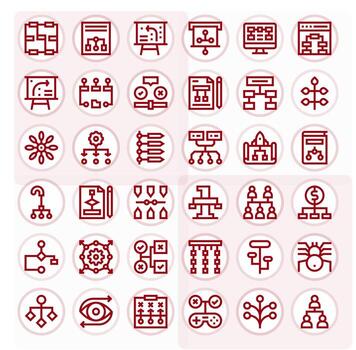 Flowchart Icon Set with 36 Bold Line 64x64 Display Perfect Graphics vector
