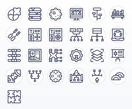 25 High Resolution Regular Line Icons optimized for Components Detail Enhanced display vector