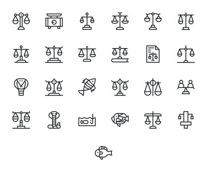 25 Icons for Scales optimized in Pixel Optimized 128x128 Regular Line resolution vector