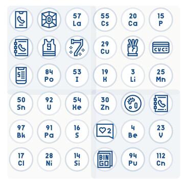 número escalable conjunto presentando 36 píxel optimizado negrita línea retina Listo íconos vector