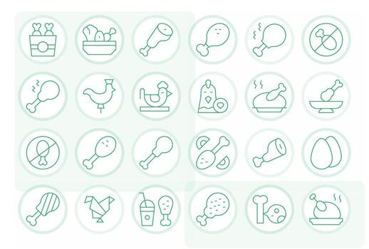 Chicken Graphics featuring 24 Thin Line Grid Fitted High Resolution Designs vector