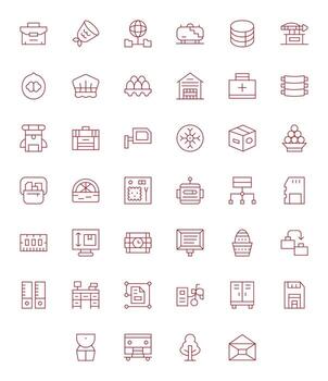 Storage Scalable Set featuring 40 Editable Thin Line High Resolution Icons vector