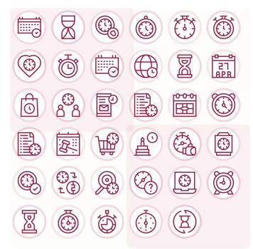 35 Regular Line Icons for Deadline in crisp 256x256 Pixel Optimized resolution vector