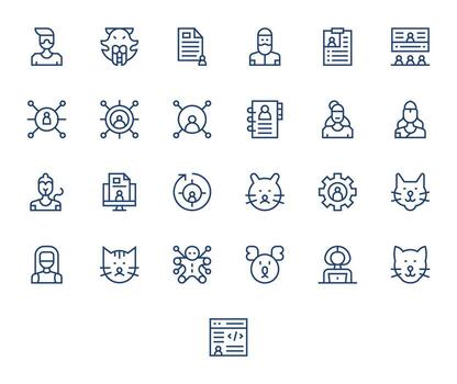 25 regular línea íconos para perfil en crujiente alto resolución píxel Perfecto resolución vector