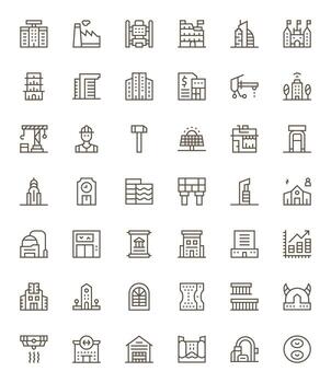 edificio icono caja de herramientas presentando 42 píxel alineado alto resolución regular línea elementos vector