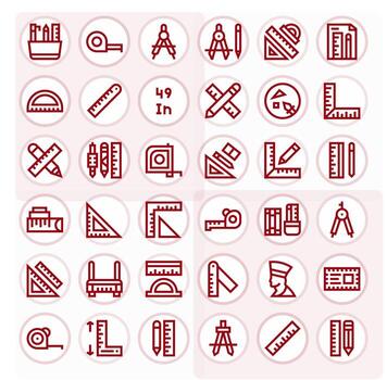 Ruler Scalable Set featuring 36 Editable Bold Line High Resolution Icons vector