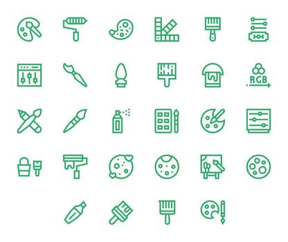 28 Icons inspired by Color in Pixel Aligned High Resolution Bold Line quality vector