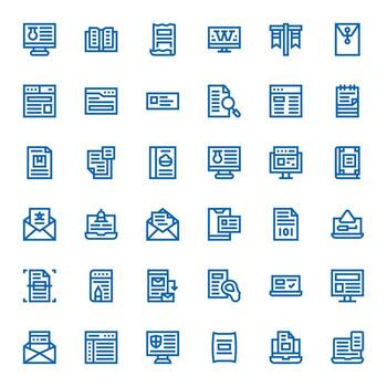 Digital Document 128x128 Icon Pack with 36 Bold Line Pixel Optimized Elements vector