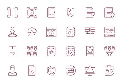 Data Integrity Icon Toolkit featuring 24 Pixel Aligned 128x128 Thin Line elements vector