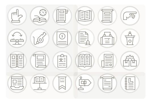 Instruction featuring 24 128x128 Icons in Thin Line Design vector