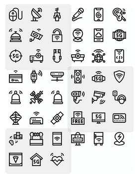 45 High Resolution Bold Line Icons for Wireless with Display Perfect precision vector