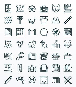 42 Regular Line Icons for Line in crisp 256x256 Editable resolution vector