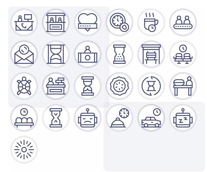 Waiting Comprehensive Bundle with 25 Pixel Optimized Regular Line High Resolution Icons vector