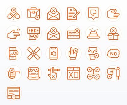 25 High Resolution Icons for Reject in Editable Regular Line Format vector