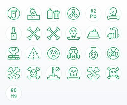 Toxic Design Icons featuring 25 Pixel Optimized Regular Line Style vector