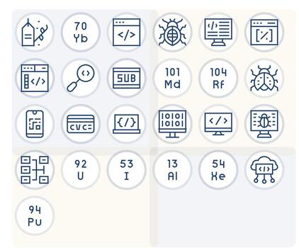 Code Icon Library with 25 Regular Line Retina Ready Editable Designs vector