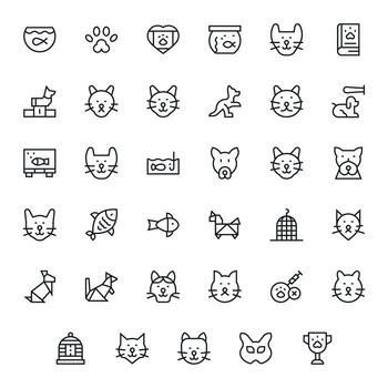 35 64x64 Icons for Pet in Pixel Optimized Regular Line Format vector