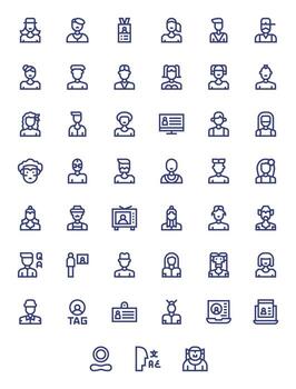 45 Bold Line Pixel Aligned Icons crafted for Profile Picture High Resolution applications vector