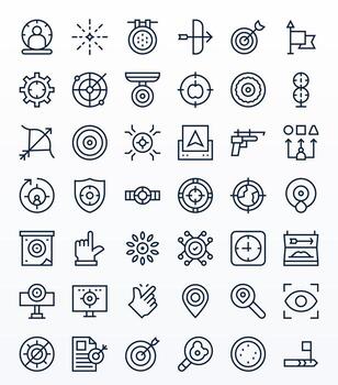 objetivo exclusivo conjunto presentando 42 regular línea monitor Perfecto alto resolución íconos vector