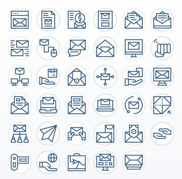 35 regular línea íconos para enviar en crujiente 256x256 editable resolución vector
