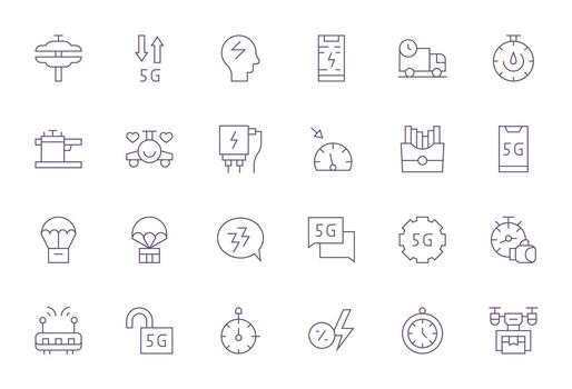 Fast Icon Arsenal with 24 256x256 Thin Line Display Perfect designs vector