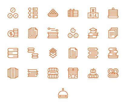 25 píxel alineado regular línea íconos desde apilar colección vector