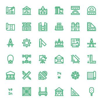 36 íconos para Plano optimizado en cuadrícula equipado retina Listo negrita línea resolución vector