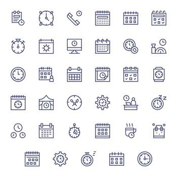 Time Management Ultimate Package with 35 128x128 Regular Line Display Perfect Icons vector