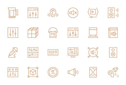 Thin Line Display Perfect Icons from Volume Set with 24 128x128 Icons vector