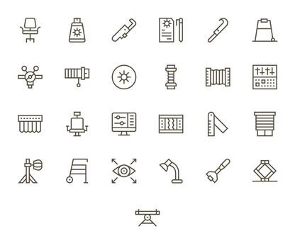 25 64x64 Icons for Adjustable in Pixel Aligned Regular Line Format vector
