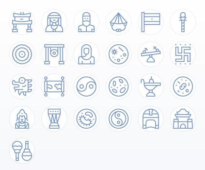 Culture Icon Repository containing 25 Regular Line 256x256 Display Perfect graphics vector