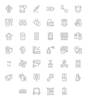 40 píxel Perfecto Delgado línea íconos diseñado para dispositivo interfaz vector