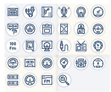 28 Bold Line Display Perfect Icons for Analog Graphics vector