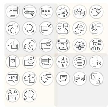 32 íconos para conversacion optimizado en monitor Perfecto 256x256 Delgado línea resolución vector